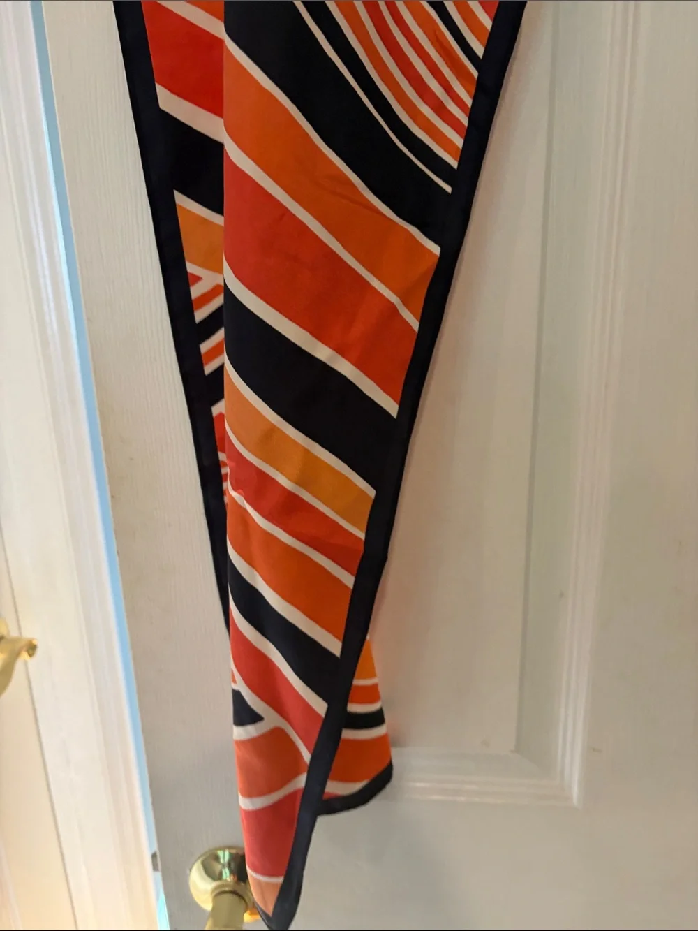 Banana Republic Orange & Black Striped Silk Scarf